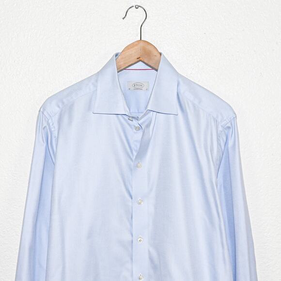 ETON Contemporary fit size 17 Blue Button up Shirt Micro stripe - Picture 2 of 7